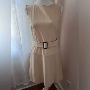 Dolce & Gabbana Virgin Wool Cream Mini Dress with belt Women Size 6 Medium IT 42